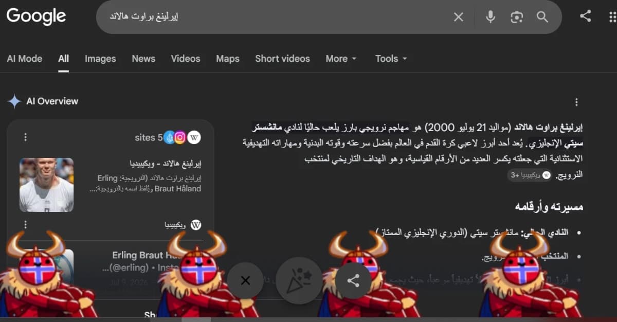 Google Celebrates Erling Haaland with Interactive Search Easter Egg